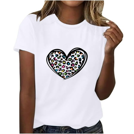 

Corset Top Plus Size Women s Fashion Cow Print Female Round Neck Loose T-shirt White XL