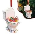 thumbnail image 2 of Runskmd Unique Christmas Toilet Acrylic Ornament, Toilet Santa Hat Keepsake, Humor Bathroom Decor or Christmas Tree Decor, Custom Toilets Xmas Holiday Shaped Ornament Gift For Friends, 2 of 9