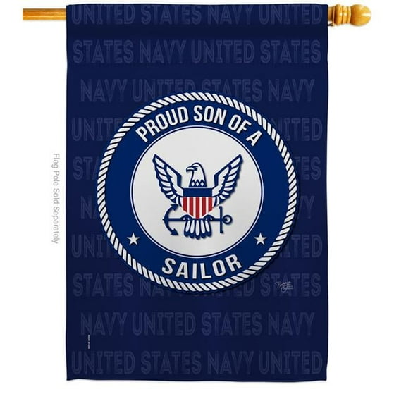 Breeze Decor H108592-BO Proud Son Sailor House Flag Armed Forces Navy 28 x 40 in. Double-Sided Decorative Vertical Flags for Decoration Banner Garden Yard Gift
