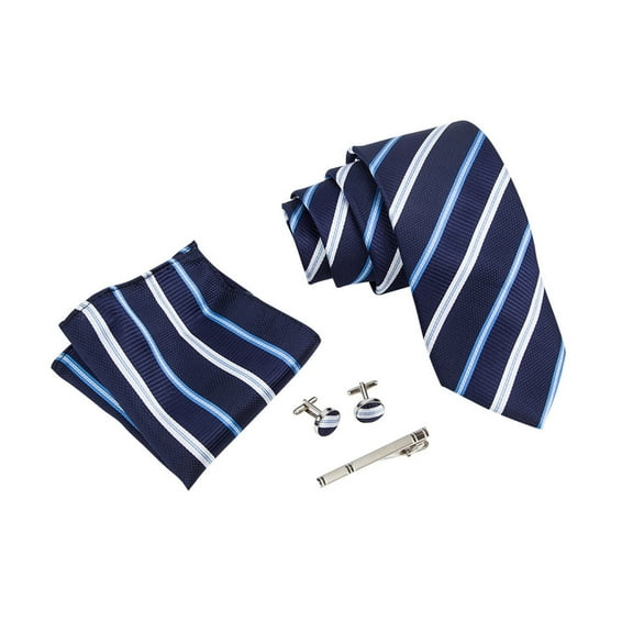 Classical Men Tie Set with Pocket Square Cufflinks Tie Clip for Wedding Suit