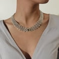 thumbnail image 4 of Jumpingount Collar de aleación con estilo para mujer, colgante de cadena calada para fiesta, ceremonia de graduación, citas, reunión familiar, joyería, Ropa, zapatos y accesorios Miscelánea Jumpingount AP004493-00, 4 of 6