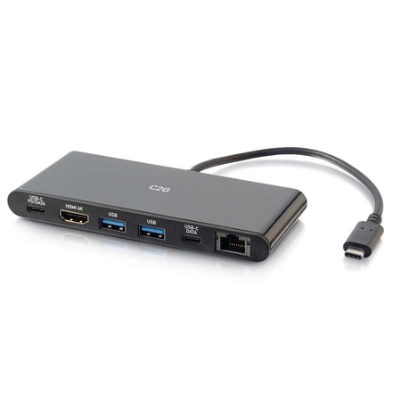 UPC: 0757120288459 | C2G USB-C® 6-in-1 Mini Docking Station with HDMI®  Ethernet  USB and Power Delivery up to 60W – 4K 30Hz  Black  Black