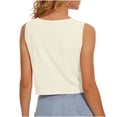 thumbnail image 6 of Feancey Women's Crop Tank Tops Loose Fit Sleeveless T-Shirts Solid Color Casual Workout Tank Top Dressy Trendy Going Out Tee Tops Beige L, 6 of 7