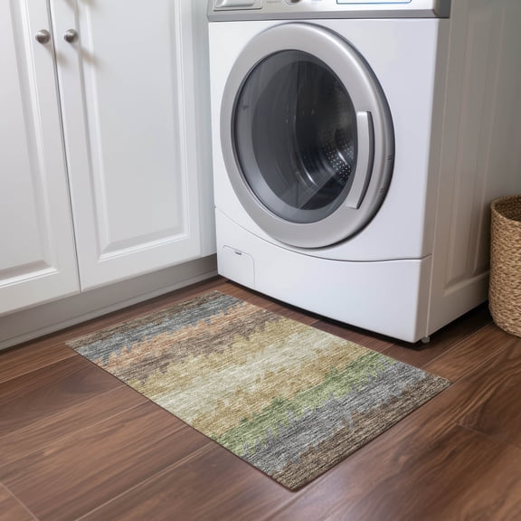 Addison Rugs Chantille Indoor/Outdoor Transitional Stripes Chocolate Washable Rectangle Rug, 1'8" x 2'6"