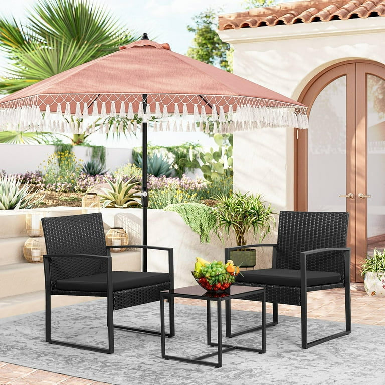 Rattan Bistro Outdoor Bistro Set Clearance Devoko 3-Piece Balcony