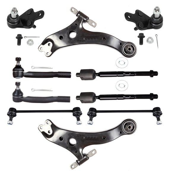 ECCPP 10pcs Lower Control Arm w/ Ball Joint Inner Tie Rod End Outer Tie Rod End Sway Bar End Link Lower Ball Joint fit for 2007-2011 For Toyota Camry