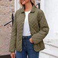 thumbnail image 3 of Women Casual Solid Color Lapel Long Sleeve Quilted Jacket Hidden Buttons for Everyday Wear or Outdoor Activities, 3 of 8