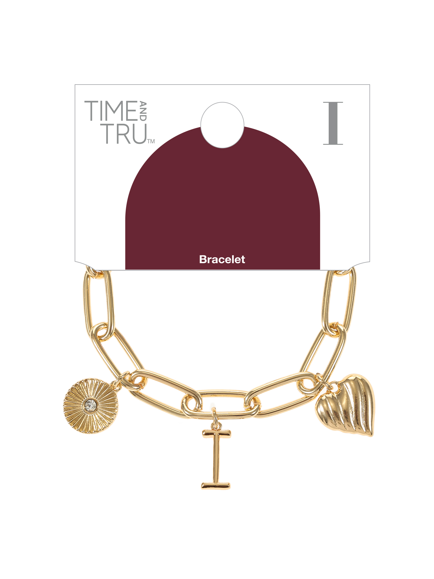 Time and Tru Goldtone Initial Charm Bracelet, Initial I