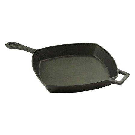 7433 12-in Square Cast Iron Skillet Features Helper Handle Perfect For Breakfast Pan Frying Sautéing and Baking
