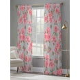 thumbnail image 4 of Red Floral Sheer Curtains for Living Room Bedroom Farmhouse Garden Flowers Botanical Sheer Curtains 84 Inch Long 2 Panels Set Light Filtering Curtain Window Treatments Drapes for Dining Room, 4 of 6