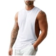 thumbnail image 2 of BELTNOV Men's Workout Tank Top Casual Sleeveless Moisture-Wicking Muscle Shirts Breathable Drop Arm Open Side Round Neck Shirt for Gym Running White, 2 of 6