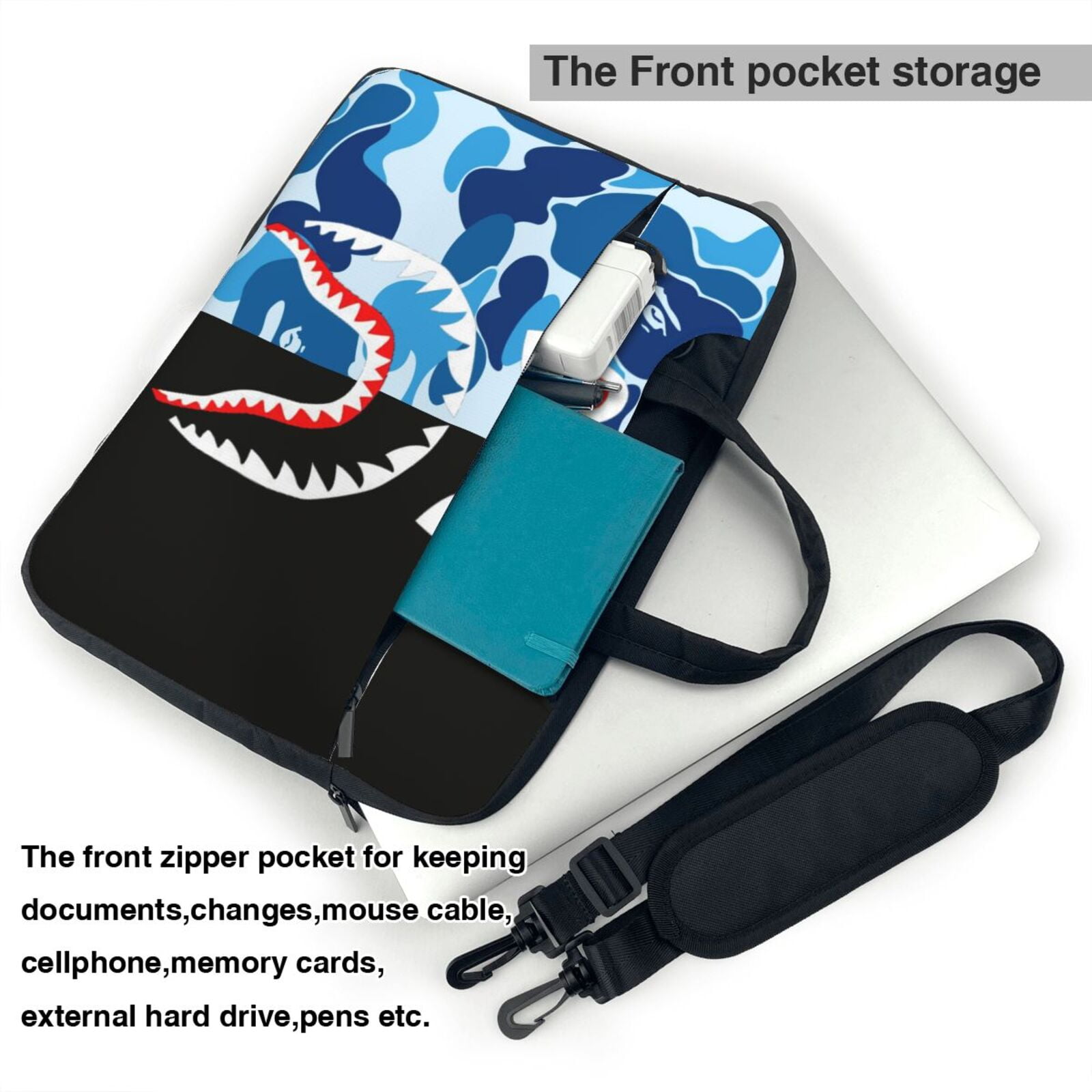 Bape Face Shark Laptop Sleeve Case 15.6 Inch Computer Tablet 