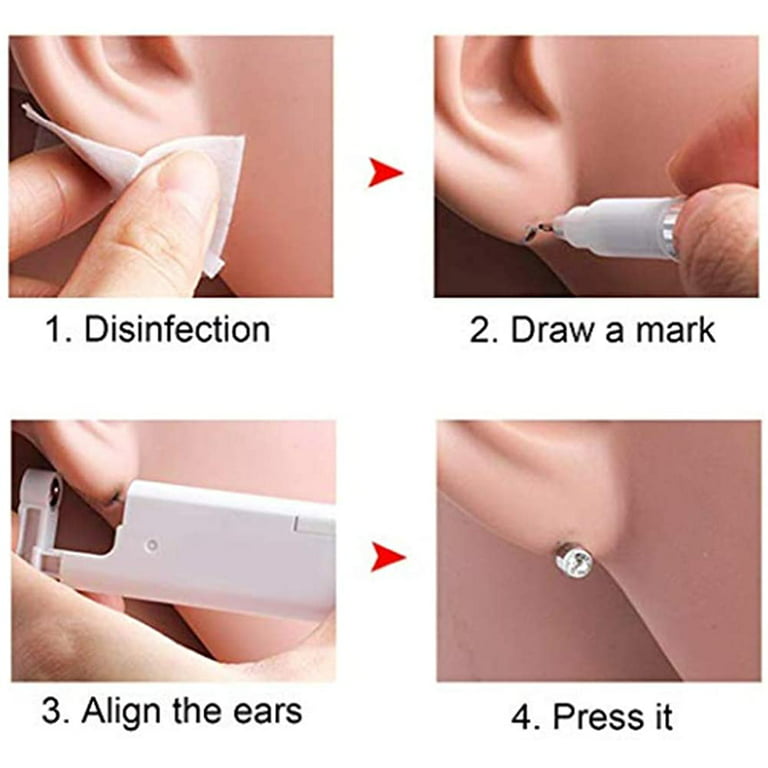 2 Pack Portable Ear Piercing Kit Ear Nail Gun Disposable Aseptic