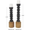 thumbnail image 3 of DecMode 2 Candle Black Metal Turned Style Candle Holder with Brown Wood Bases, Set of 2, 3 of 10