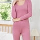 thumbnail image 4 of Conjunto de pijama de ropa interior térmica Long Johns para mujer con base forrada de lana para clima frío, 4 of 7