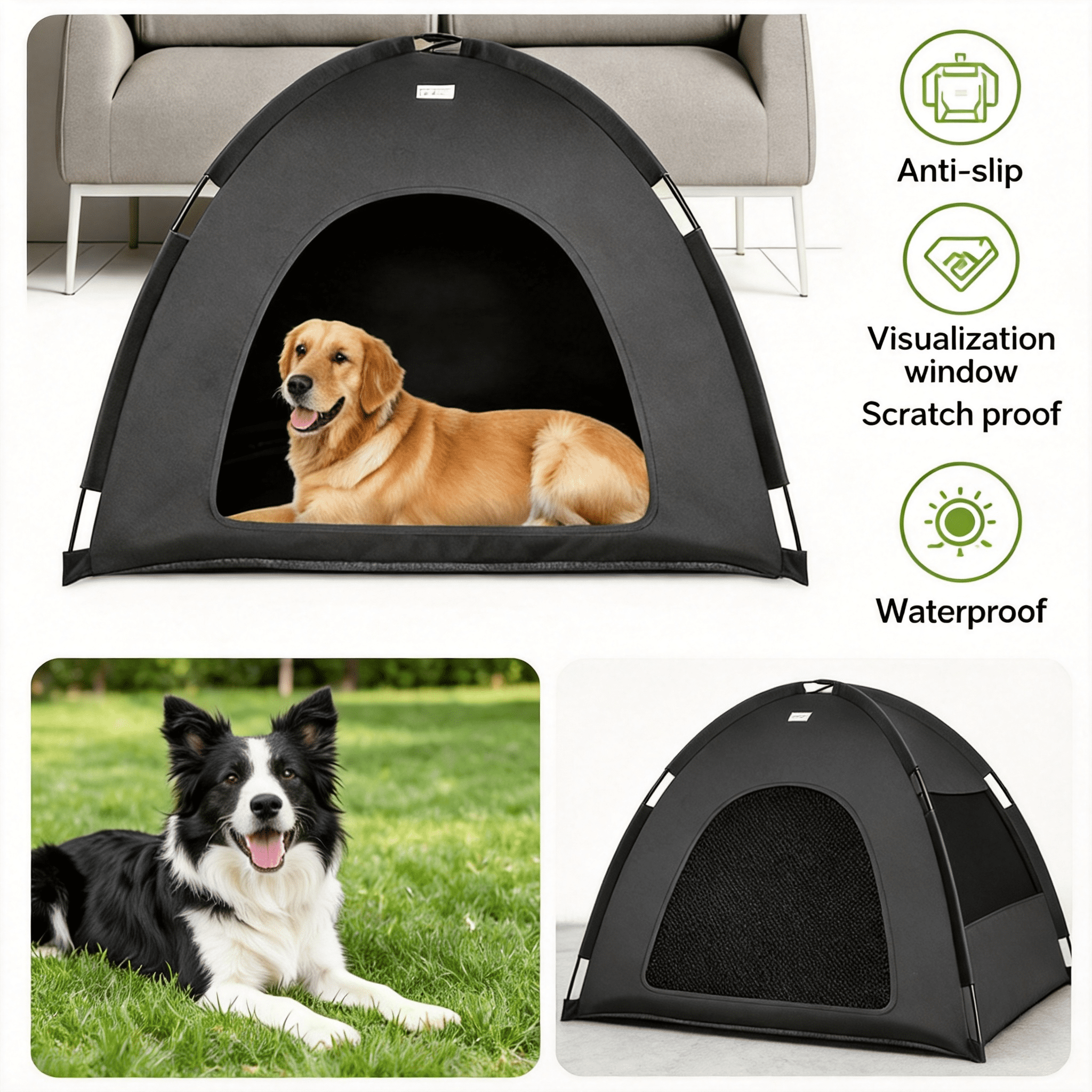 Nockovi 1 pack Outdoor Dog Shelter, 31.5 x 23.6 x 27.5 in, Waterproof Oxford Fabric, Breathable Mesh, for Small to Medium Dogs, Black