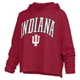 thumbnail image 2 of Women's Pressbox  Crimson Indiana Hoosiers Nelson Arch Over Logo Long Sleeve Hooded Slub T-Shirt, 2 of 3