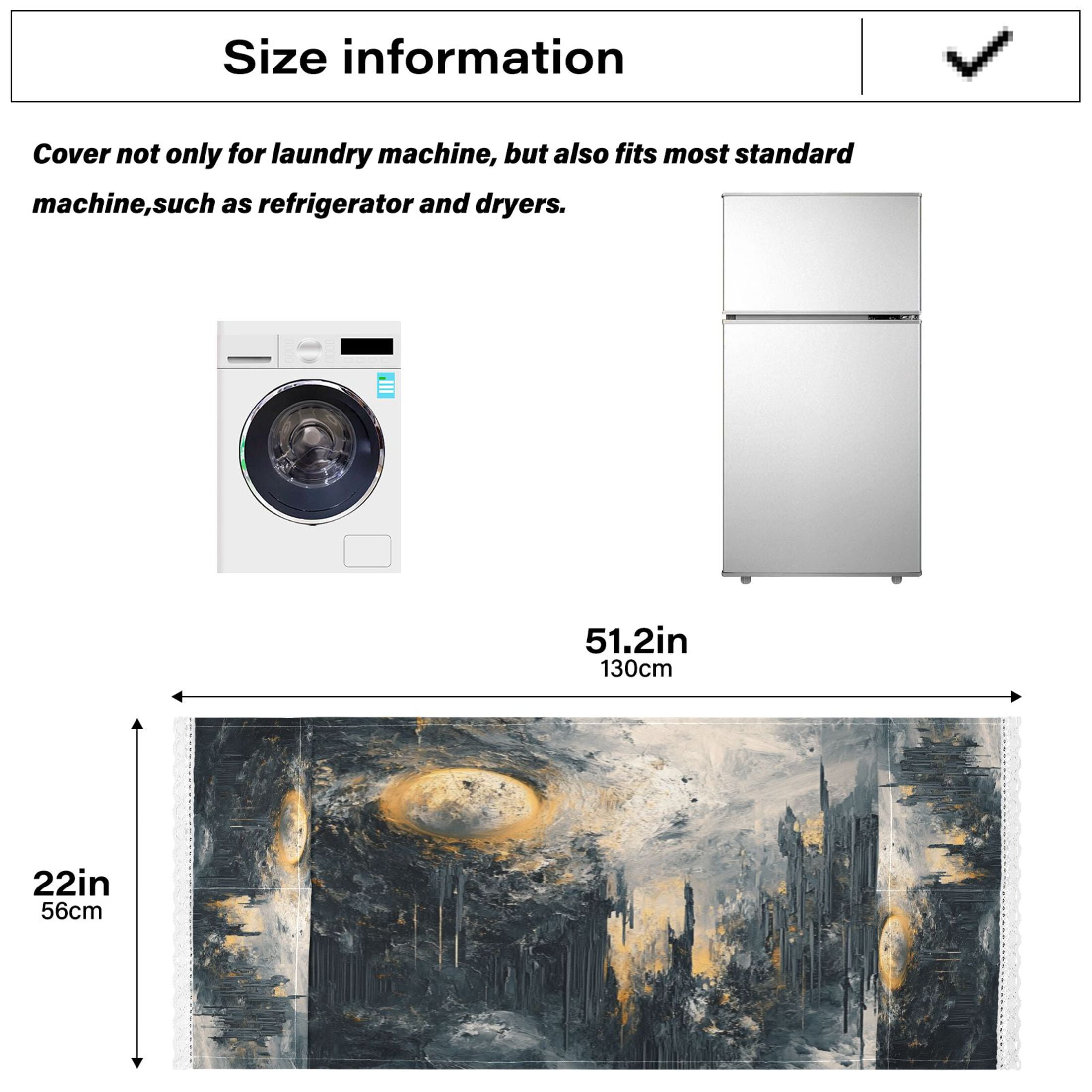 The Sun Of Abstract ArtWasher and Dryer Covers Dust-Proof and Oil Resistant Fridge Cover with 4 Storage Pockets Washing Machine Top Cover for Laundry Kitchen Home 51.2 x 22 In