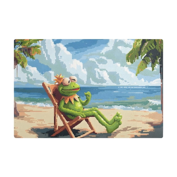 Dish Drying Mat Microfiber Kitchen Dish Pad Counter Absorbent Drainer Rack 12"x18" Frog Relaxing on Beach