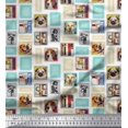thumbnail image 1 of Soimoi Polyester Crepe Fabric Frames,Women & Dogs Patchwork Fabric Prints by Yard 52 Inch Wide, 1 of 3