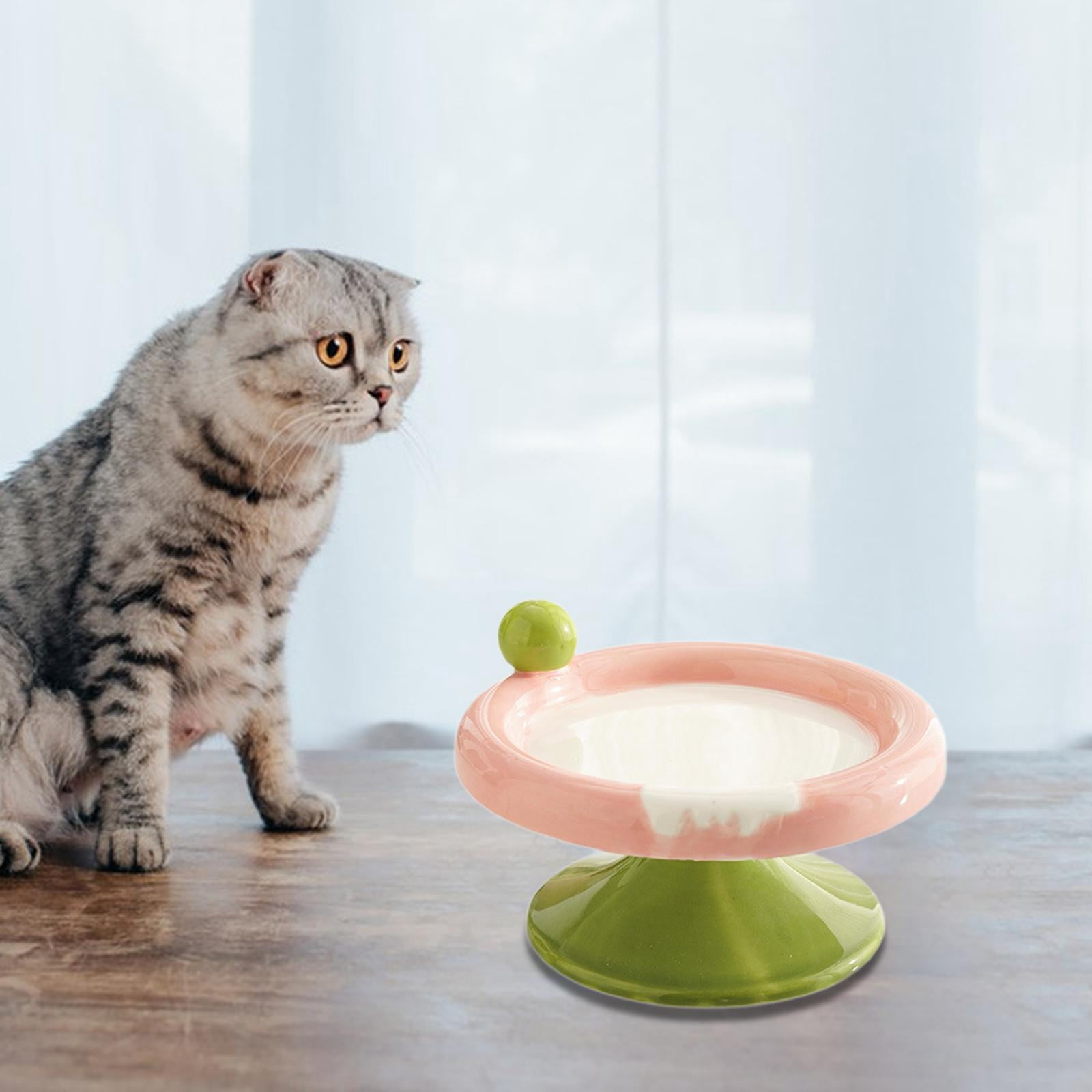 Serenable Ceramic Raised Cat Bowl Elevated Food Water Bowl small red green