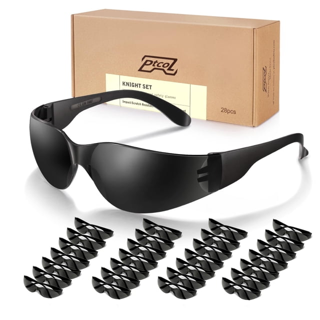Gafas de seguridad PTCOL Knight Set 28 unidades con lentes tintadas negras