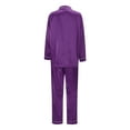 thumbnail image 5 of Riforla Satin Silk Button Down Pajamas PJ's Sets Solid Two Piece Family Matching Sleepwear Loungewear Long Sleeve Silk Nightwear for Women Purple XL, 5 of 9