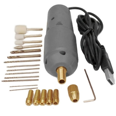 

Sorrowso Gray USB Mini Electric Drill Kit with Drill Bits for Resin Plastic Wood Polymer Clay Jewelry Pendant Making Supplies