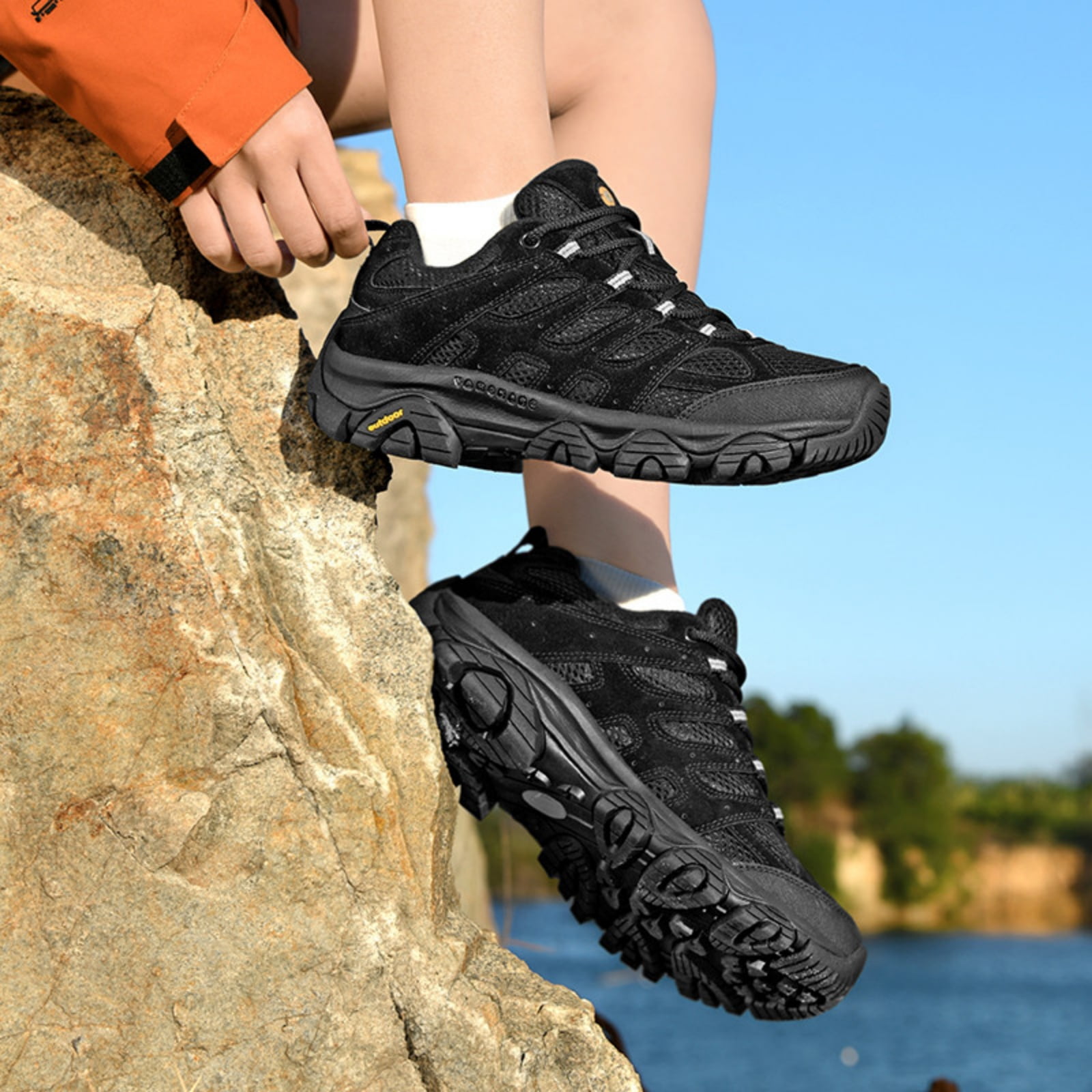LASUDRAA Men's and Women's Hiking Shoes Comfortable Anti Slip Low Cut Outdoor Walking Work Couple Sneakers