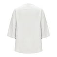 thumbnail image 4 of Dazajoo Womens Embroidered Tops Cotton Linen Shirts Vintage Boho Ethnic Style Peasant Tee Casual 3/4 Sleeve V Neck Tunic Tshirt,White,M, 4 of 6