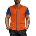 thumbnail image 2 of Baseball Short Sleeve Button Down Team Orange Jersey Baseball Team Sport Uniforms for Men, 2 of 5