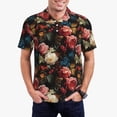 thumbnail image 3 of Balery Rose Flowers Printed Men’s Short Sleeve Polo Shirt, Midweight Men's Shirt,Golf Polo shirts -, 3 of 9