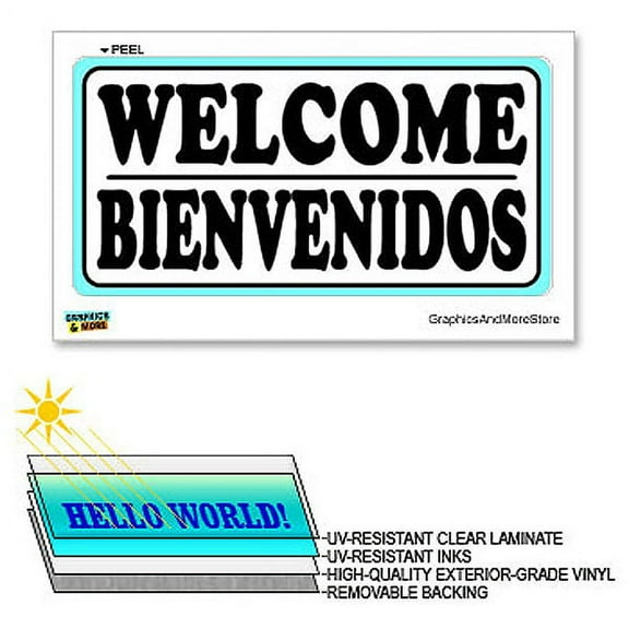 Welcome Spanish Bienvenidos - 12 in x 6 in - Laminated Sign Window Business Sticker