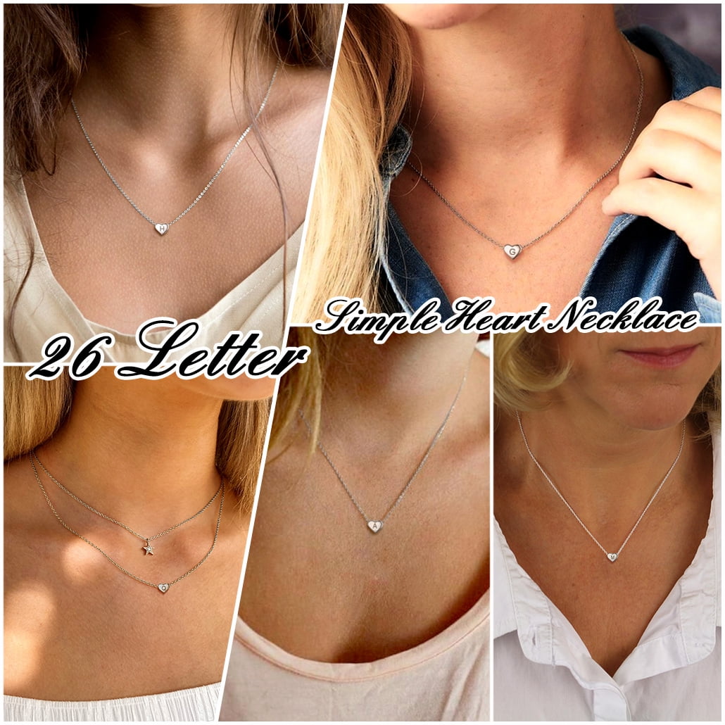 Silvora Initial Necklaces for Women S925 Sterling Silver Letter A Charm Pendant Necklace Birthday Christmas Wedding Valentines Jewelry Gifts for Her