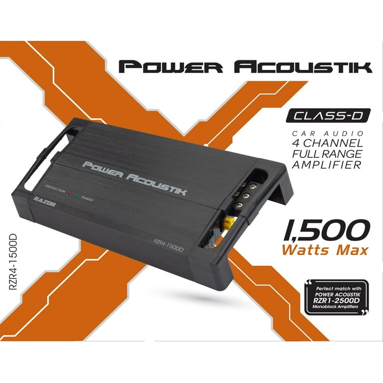 Power Acoustik RZR4-1500D 4-Ch Amp - 1500W Max - High Power
