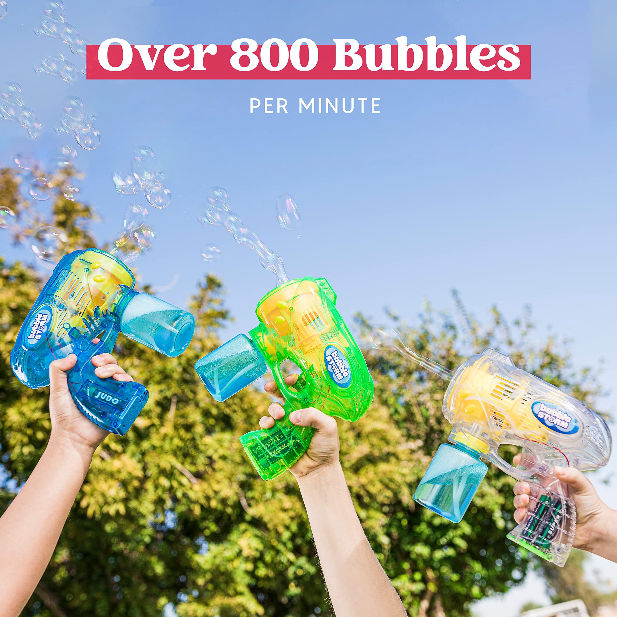 Syncfun 3 Pcs Bubble Gun for Kids, Bubble Blaster Toys with Bubble Solution for Kids, Easter Summer Outdoor Game Party Favor