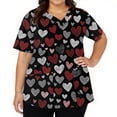thumbnail image 4 of Hearthz Plus Size Valentine Scrub Tops Women Love Heart Pattern V Neck Short Sleeve Nurse Uniforms Side Slit Women Workwear with Pockets S-5xl, 4 of 6