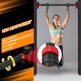 thumbnail image 2 of Barre de Traction pour Entrée avec Largeur Réglable - Installation Sans Vis et Niveau Intégré, Barre de Menton de Capacité de 440 lb pour Gym à Domicile, Rouge et Noir, 2 of 7