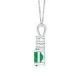 thumbnail image 2 of ANGARA Natural Oval 1.1 ct Emerald Solitaire Pendant with Trio Diamond in 14K White Gold for Women (Size-8x6mm) | May Birthstone, Anniversary, Jewelry Gift for Women | Natural Emerald Necklace, 2 of 8