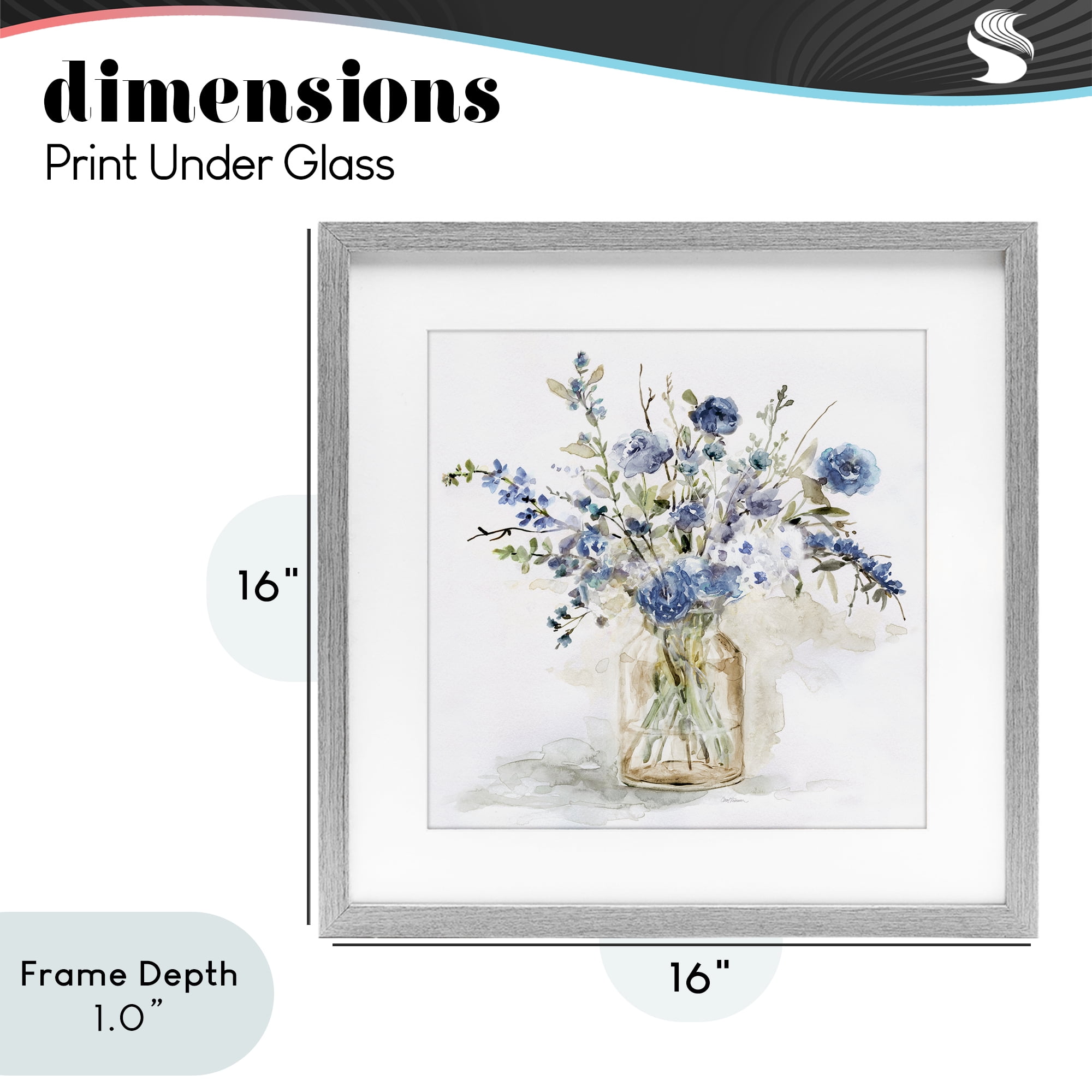 Stupell Industries Spring Floral Dollops Gray Framed Print Under Glass, design by Carol Robinson