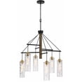 thumbnail image 2 of Cal Lighting Williston 6-Light Metal & Glass Chandelier in Black/Antique Brass, 2 of 4