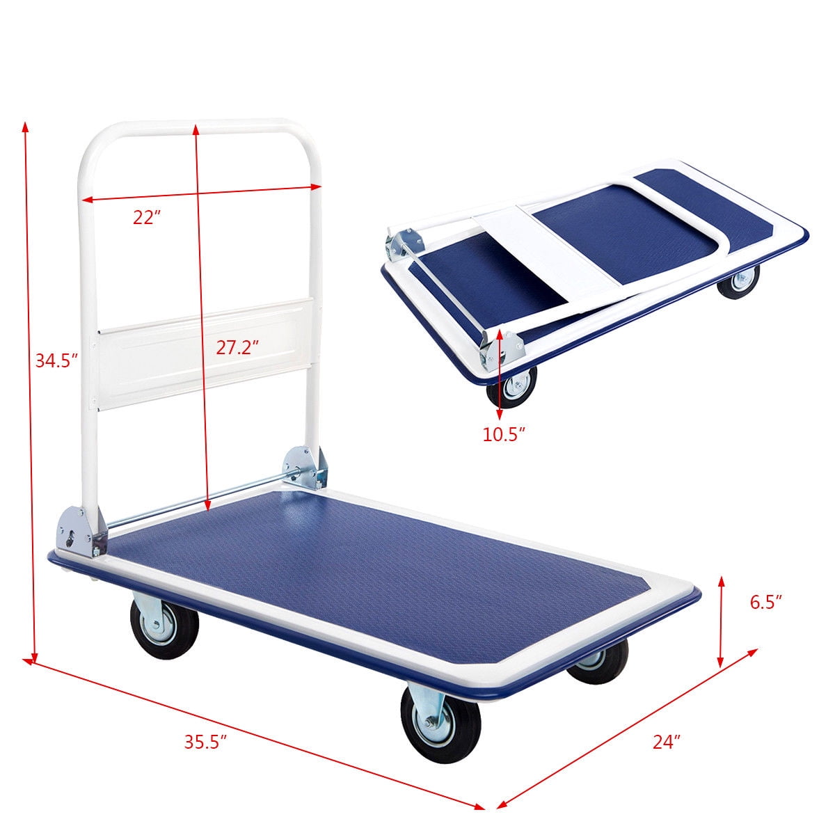 Costway 660lbs Platform Cart Dolly Folding Foldable Moving Warehouse Push  Hand Truck