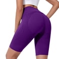 thumbnail image 6 of Womens Compression Shorts High Rise Butt Lift Tummy Control 3D Anti Cellulite Workout Leggings Outdoor Yoga Running Trendy Knee Length Purple 2XL, 6 of 6