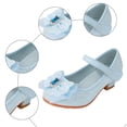 thumbnail image 6 of Quealent Girls Mary Jane Dress Shoes Rhinestones Bows Flower Girl Wedding Princess Low Heels Toddler Little Kids Pump Shoes Blue for Size 13.5, 6 of 7