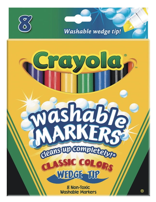 Crayola NonToxic Washable Marker Set, Wedge Tip, Assorted Classic