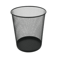 YBM Home Black Steel Mesh Round Open Top Waste Basket Wire Bin Trash Can for Office Kitchen Bathroom Home Capacity 4.75 Gallon