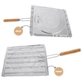 thumbnail image 2 of Grill Basket Stainless Steel Multi Functional Wire Steaming Cooling And Baking Barbecue Rack Wire Roaster Rack With Wooden Handle, 2 of 6