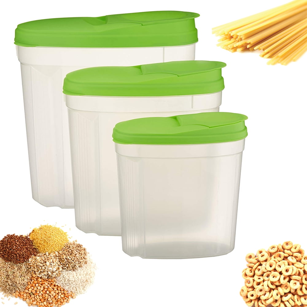 3Pk Large Cereal Dispenser Grain Dry Food Storage Container Set BPA