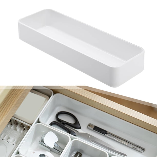 Caja divisoria organizadora de cajones de mesa, cesta de basura ligera, caja de almacenamiento apilada portátil duradera para gabinete, utensilios de Largo Soledad Estuche de almacenamiento