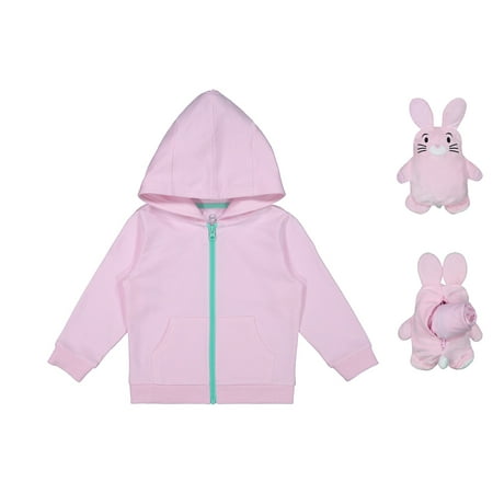 Packable Plush Critter Zip Up Hoodie (Toddler Girls)